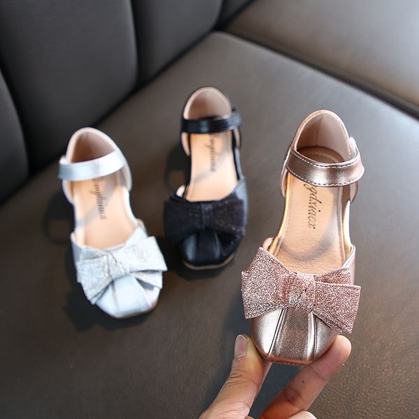 

afdswg girls princess shoes children's shoes spring and summer new sequin girls bow little girl sandals, beach sandals kids, Black;red