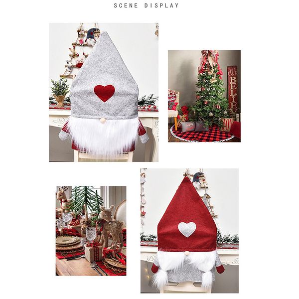 

2020 christmas fabric chairs cover cartoon santa claus snowman cute printed non-woven fabric chairs cover christmas gifts decor