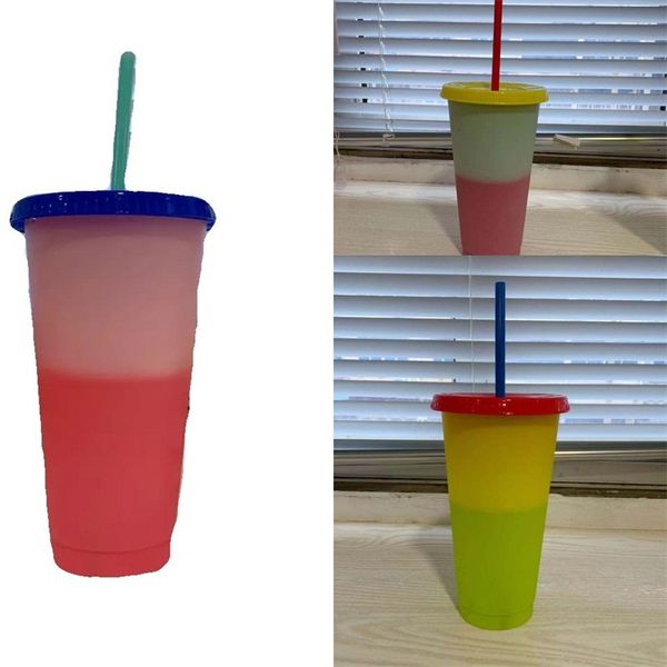 

round color changing cup with lid reusable coffee mug juice clear plastic tumbler straw exercise custom tailor outdoor 12ty3 b2