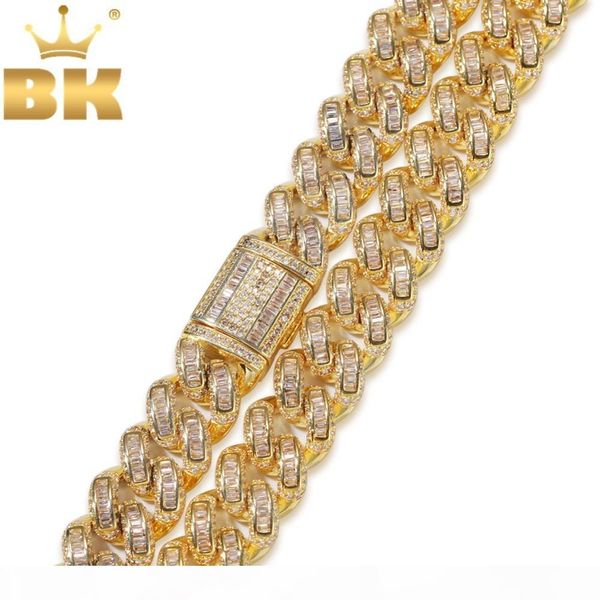 

the bling king luxury iced cubic zirconia miami cuban link chain necklaces hiphop sqaure cz fashion jewelry chains, Silver