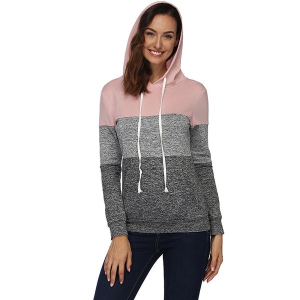 

women's hoodies & sweatshirts patchwork ladies casual pullover jumper hooded sweatshirt female hoodie sudadera plus size s-5xl, Black
