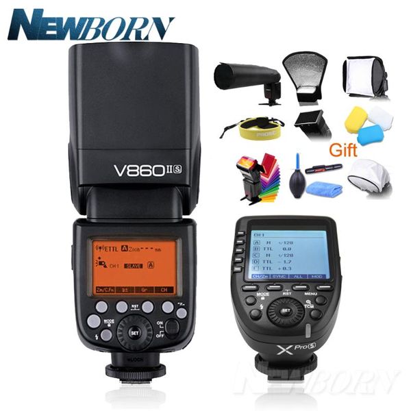 

flashes godox v860ii-s li-on battery camera flash speedlitel hss 1/8000s with xpro-s wireless transmitter trigger for