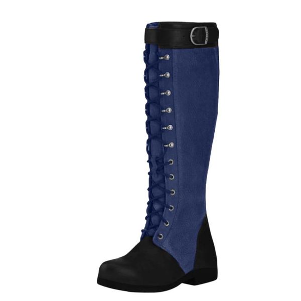 

knee-high women's stylish boots chunky low-heeled cowboy slip on booties plus size 35-43 botas mujer thigh high shoes, Black