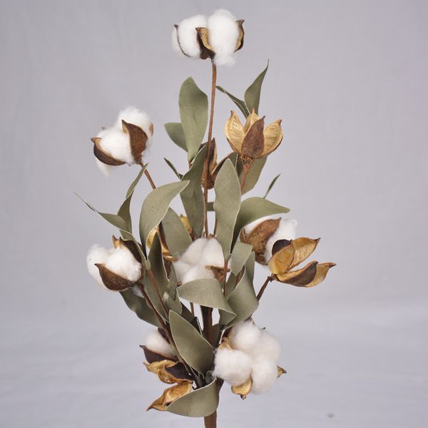 

7balls per stem cotton naturally dried cotton flowers artificial plants floral branch for wedding decoration fake dried flowers