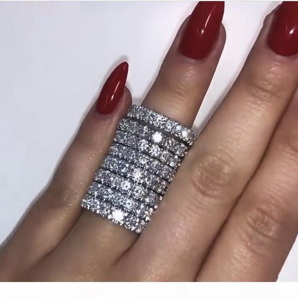 

us size 5-10 cocktail unique fine jewelry 925 sterling silver fill white z cz diamond gemstones promise women wedding bridal ring gift, Slivery;golden