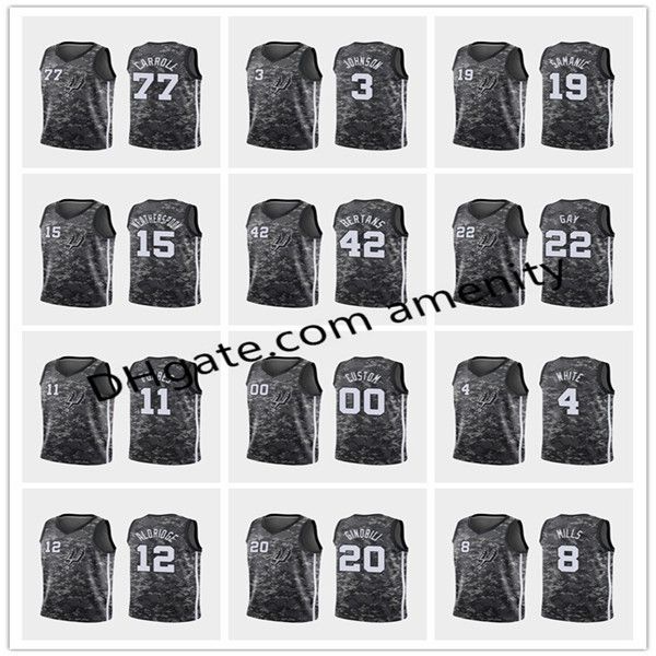 

men san spurs antonio 12 aldridge 5 murray 20 ginobili 11 forbes basketball jerseys lamarcus dejounte manu bryn camo city jersey, Black