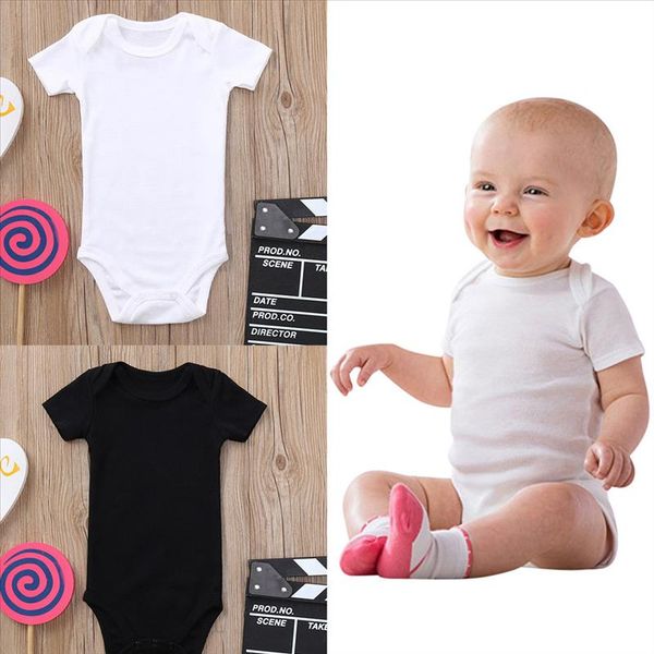 

toddler infant baby boys girls solid romper newborn short sleeve jumpsuit clothes 2019 new black white 30, Blue