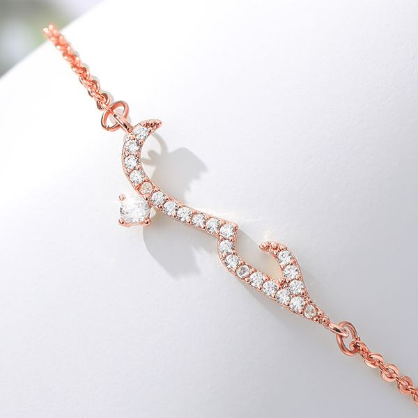 

arabic zircon bracelet ladies romantic sweet charm jewelry simple love letters valentine's day anniversary special gift, Golden;silver