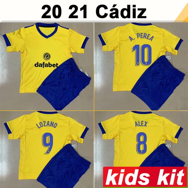 

20 21 cádiz alex lozano a.perea kids kit soccer jerseys new fali mauro bodiger nano m. home yellow away child football shirt short sleeve, Black