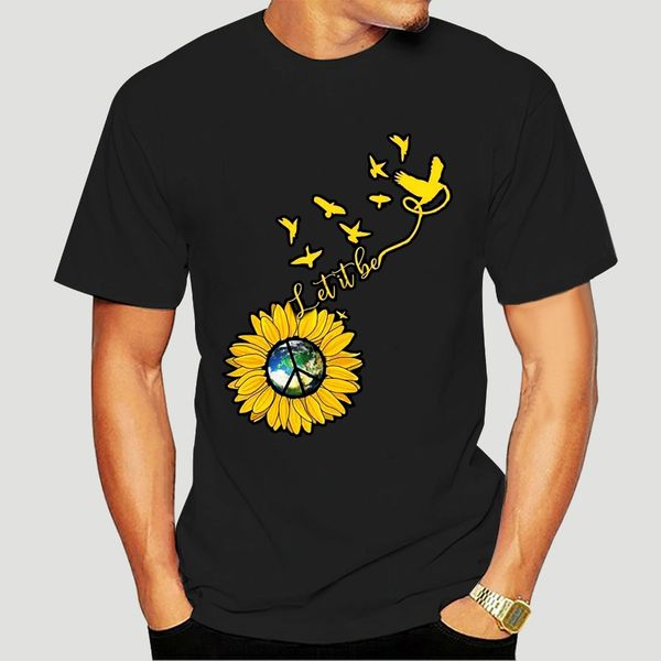 

хиппи подсолнуха птицы let it be black t shirt m 6 xl-3995a