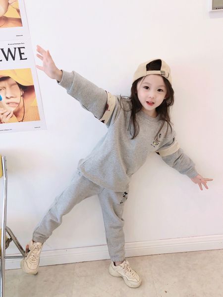 

fashion baby girls girls clothing set 2pcs sport suit set spring autumn toddler kids girls clothes suit boys casual tracksuit, White