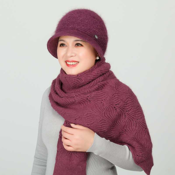 

2020 new winter hat for women stripe knitted beanies thick warm ladies wool hat female beanie hats scarf, Blue;gray