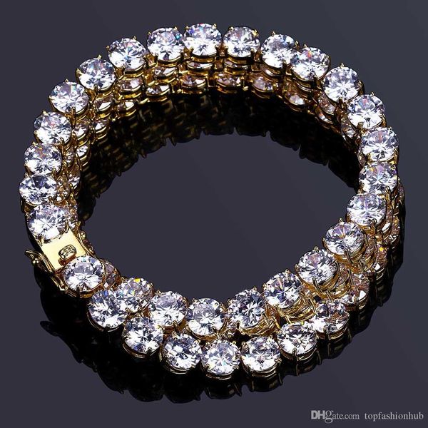 

8mm hip hop gold bracelet men's cuban chain iced out bling zircon, Black