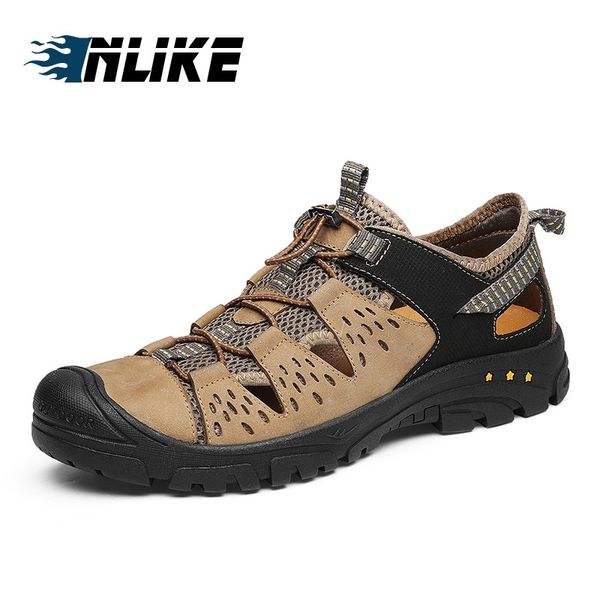 

sandals big size sandal men summer genuine leather, Black