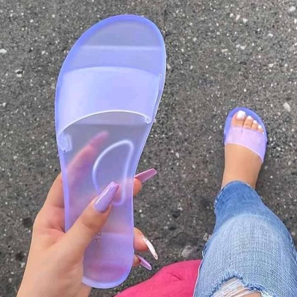 

aqua blue crystal slippers women sandals flat open toe pvc slides woman flip-flops female candy color sandalias new, Black