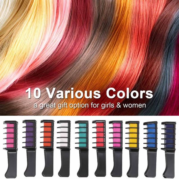 

temporary 10 colors hair mini chalk comb hair dye comb color stick salon diy dyeing tool care styling tools, Silver