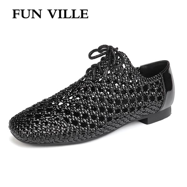 

fun ville new fashion summer sandals genuine leather women sandals low heels women flat shoes ladies shoes, Black