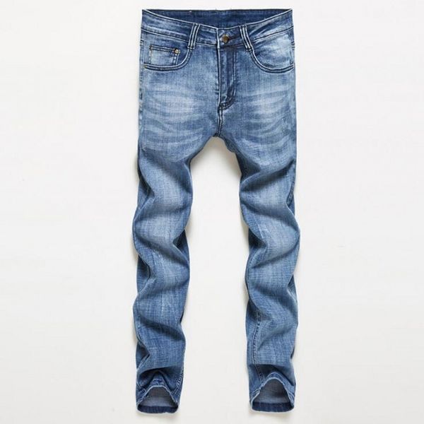 

new mens jeans distressed motorcycle biker jeans rock skinny slim ripped hole stripe famous brand denim pants desig, Blue