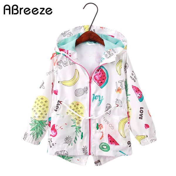 

new fruit animal print summer girls outerwear coats casual windproof children clothes for girls 2-8y kids thin jackets, Blue;gray