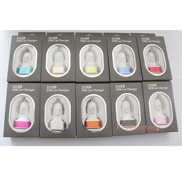 

2020 5v/2a dual port car usb charger adapter for iphone6 iphone6 plus 5s 5 4s samsung galaxy s5 note4 2 usb universal car charger 100pcs
