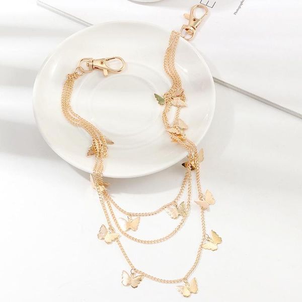 

simple creative butterfly multilayer body chain female multilayer butterfly waist chain body punk pendant personality a3s2, Silver