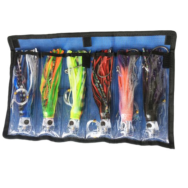 

ocs skirts trolling lures saltwater tuna marlin wahoo trolling skirt lures with stainess steel hook and swivel rigged leader hook and ba