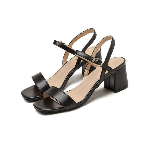 

high heels black sandals women summer 2020 rope ankle strap sandals ladies square heels classics women shoes