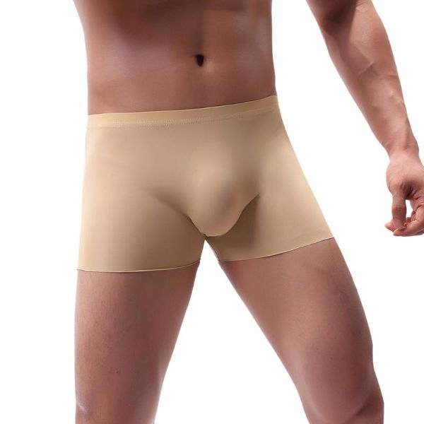

men's underpants high waist shorts men underwear boxer shorts pure color breathable patchwork ice-silk underwear y5, Black;white