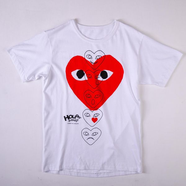 

men's 2020 summer new designer luxury short-sleeved t-shirt love limited edition red heart printed funny t-shirt, White;black