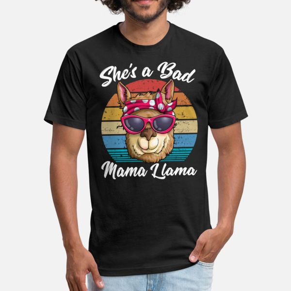 

funny mama alpaca she s a bad mama llama gift t shirt men create 100% cotton plus size 3xl outfit graphic comfortable summer formal shirt