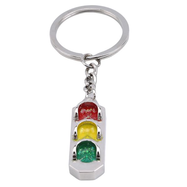 

traffic light key rings red and green lights keychain car keychain gifts for male women car styling decoration supplies, Silver