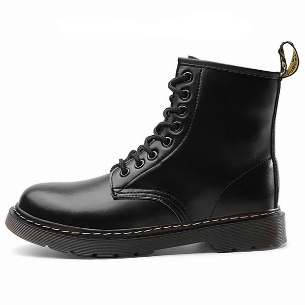 

women cow leather boots lace up men motorcycle boot rubber sole shoes antiskid footwear for snow boots z318, Black