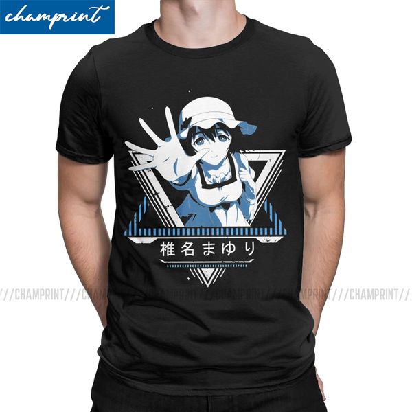 

mayuri star steins gate anime t shirts men cotton creative t-shirts round collar okabe kurisu tees short sleeve printed