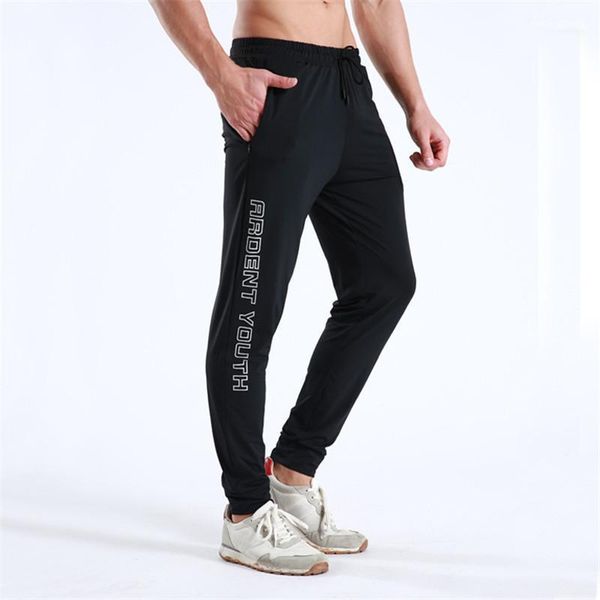 

letter print pants fashion drawstring mens sports quick dry pants casual homme motion trousers mens designer, Black