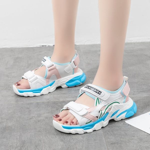 

2020 summer women platform sandals flat designer woman block heel shoes brand black white fashion beach casual gladiator sandal