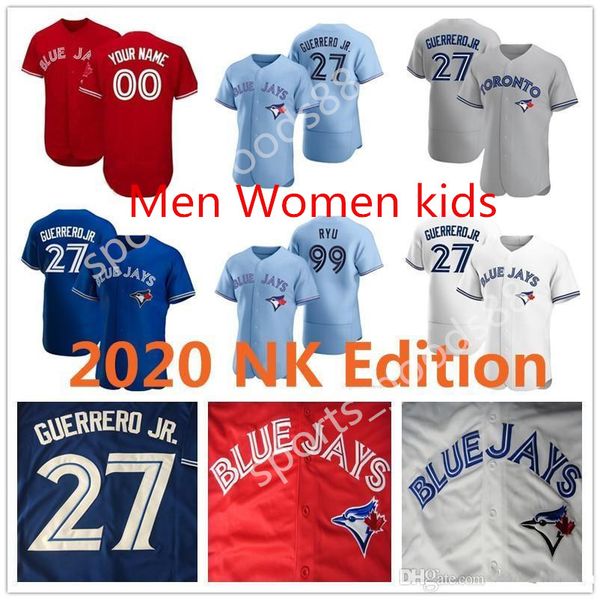 

11 toronto 2020 blue jersey 27 vladimir guerrero jr. cavan biggio hyun-jin ryu yamaguchi randgio hyun-jin ryu yamaguchi randal grichuk drury, Blue;black