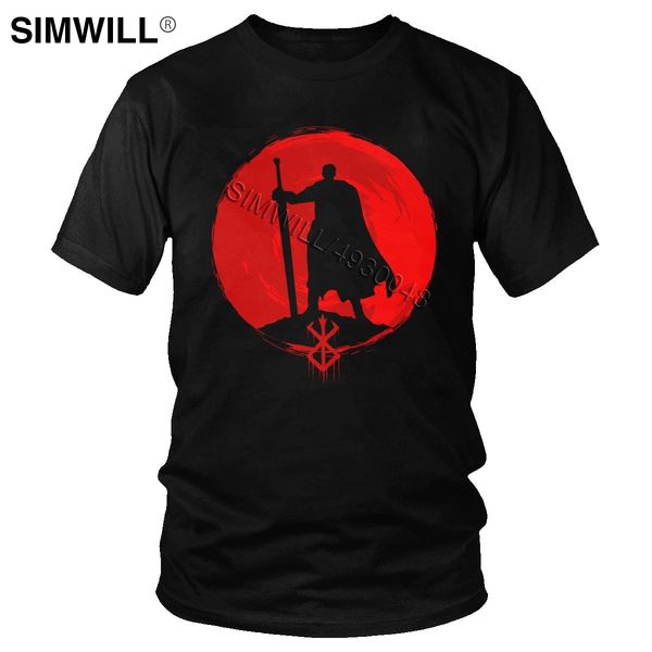 

fashion latest men t-shirt manga berserk t shirt short sleeves cotton anime guts and red moon gattsu tshirt merch tee gift