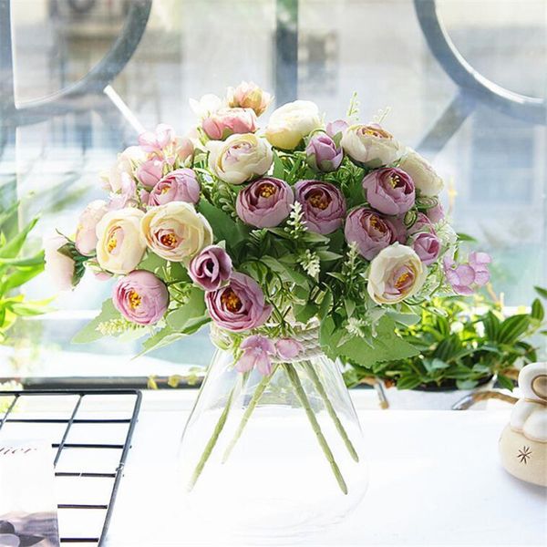 

fake spring camellia (5 stems/bunch) 11.81" length simulation rose for wedding home showcase decorative artificial flowers