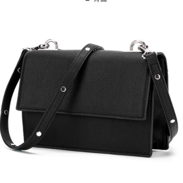 

fashion bag for women 2020 solid black pink leather messenger rivet shoulder bag crossbody flap mini for women