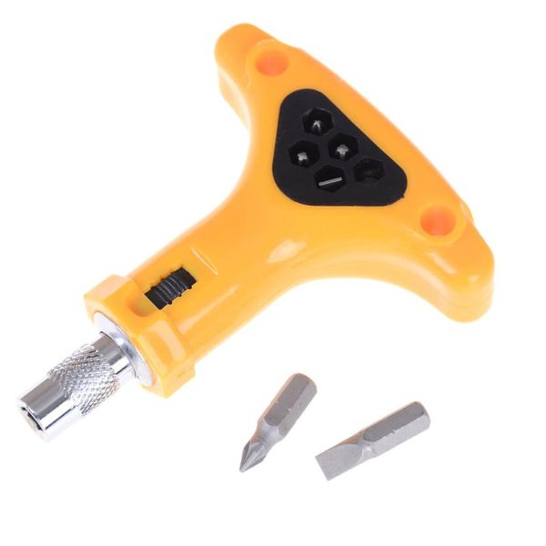 

6 in 1 t handle anti-slip ratchet screwdriver bits tool set hex slotted screwdriver kit hardware tools