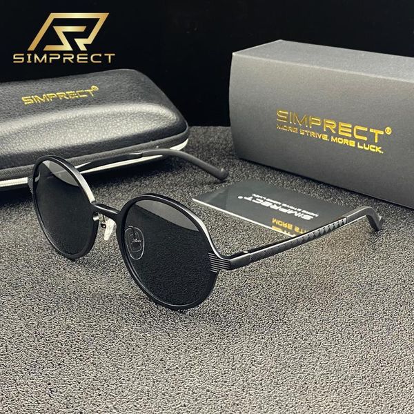 

simprect aluminium magnesium polarized sunglasses men 2020 uv400 anti-glare round retro mirror sun glasses for y200420, White;black
