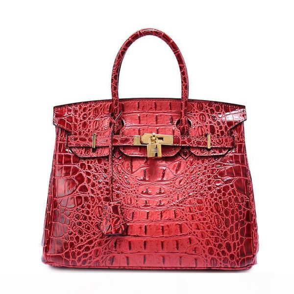 

paste 2018 100% genuine leather vintage women shoulder bag crocodile handbag cowhide tote bag fashion chain bags