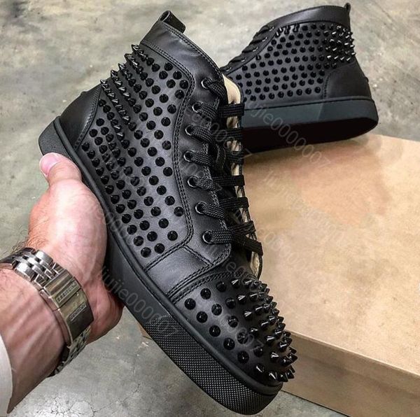 

wholesale new designer casual shoe man woman spikes sneaker red blue high fashion designer shoes drop shipping size 35-46, Black