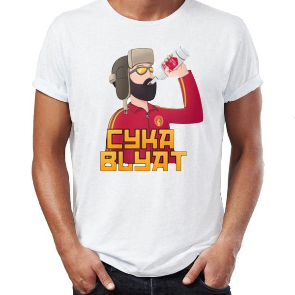 

cyka blyat t-shirt funny russian drink vodka printing rush b shirt streetwear t shirt cotton short sleeve tee, White;black