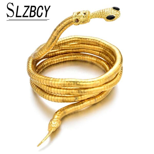 

gold silver color animal snake head charm bracelets for women men flexible snake chain bracelet exaggerated fashion new jewelry, Golden;silver