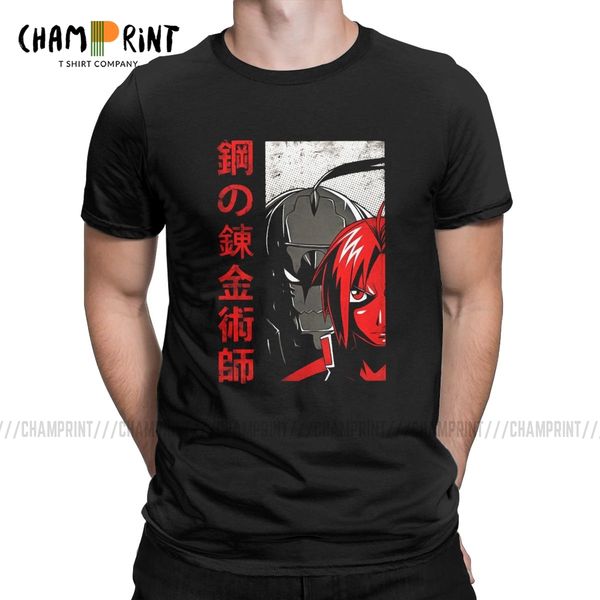 

стальной алхимик мужские футболки brotherhood pride аниме elric эдвард vintage тис круглый шеи футболки летняя одежда