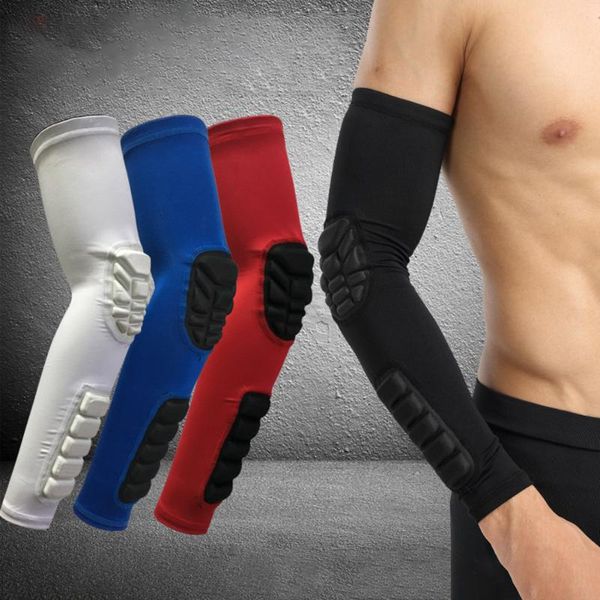 

1pcs elastic basketball elbow pads arm sleeve crashproof honeycomb elbow support protector guard sport safety, Black;gray