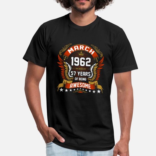 

март 1962 г. 57 лет быть удивительным тенниска мужчин дизайн хлопок s-xxxl новизна graphic здание весна письмо рубашку, White;black