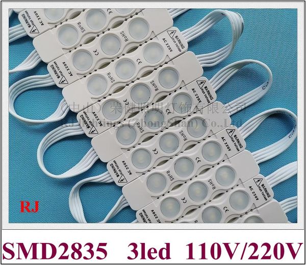 Modulo luce LED ad iniezione ingresso AC110V / AC220V 87mm(L)*20mm(W) SMD 2835 3 LED 2W 240lm impermeabile