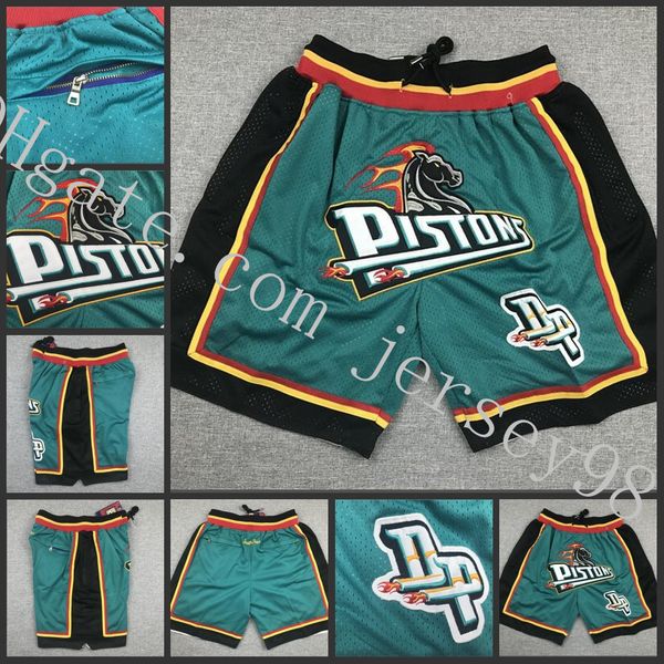 

detroit pistons men 1997-98 just don white nba men basketball shorts, Black